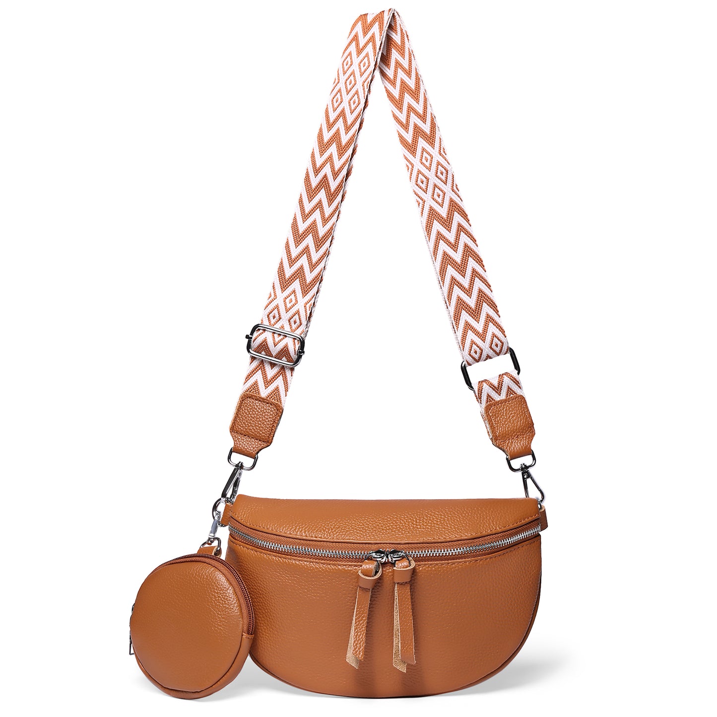 FALAN MULE Crossbody Bag for Women Genuine Leather Trendy Design Fanny Pack with Adjustable Strap