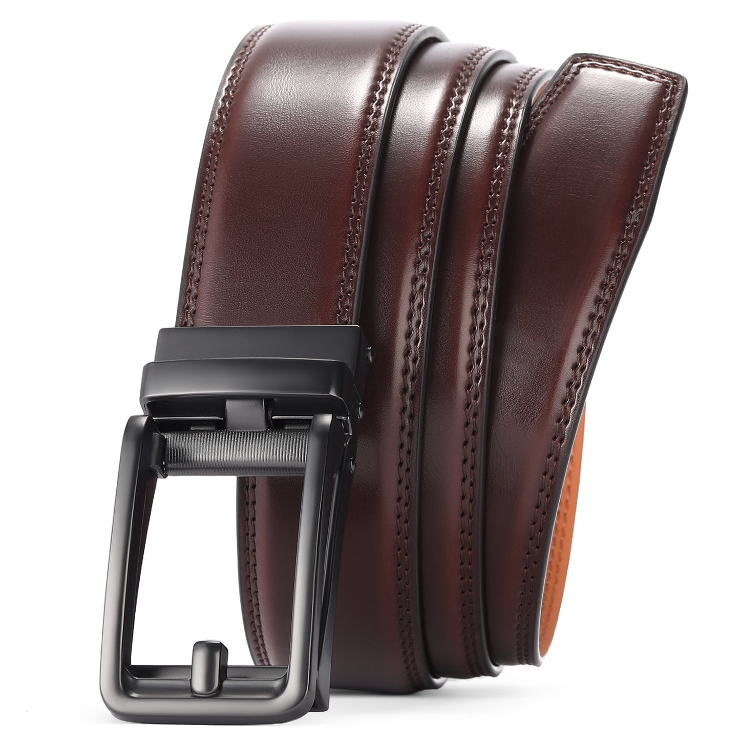 FALAN MULE Mens Belt Leather Ratchet Belt For Men Dress and Casual with Adjustable Buckle, Trim to Fit,Gift Box