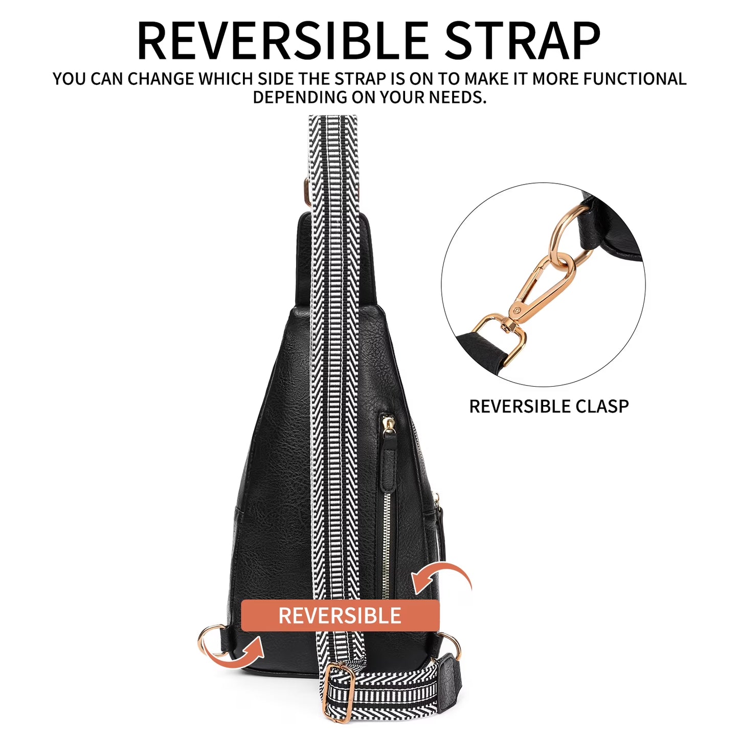 Falan Mule Sling Bag for Women Crossbody Purse Crossbody Bag Leather Chest Bag with Adjustable Guitar Strap for Travel