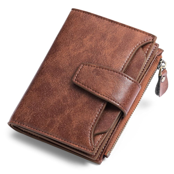 FALAN MULE Small Wallet for Women Genuine Leather Bifold Purse RFID Blocking Card Holder