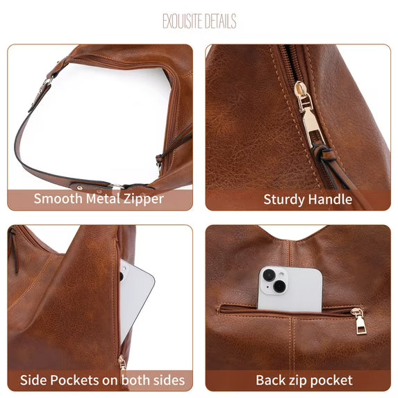 FALAN MULE Women’s Hobo Shoulder Bag Soft Leather Slouchy Handbag Large Capacity Everyday Purse