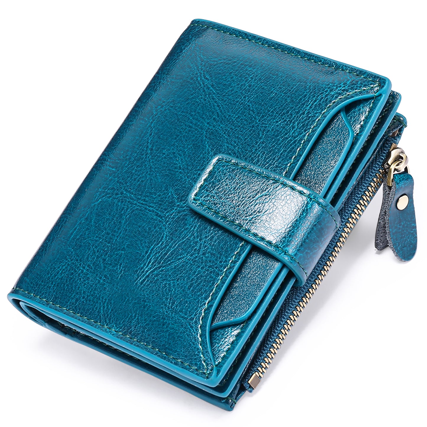 FALAN MULE Small Wallet for Women Genuine Leather Bifold Purse RFID Blocking Card Holder