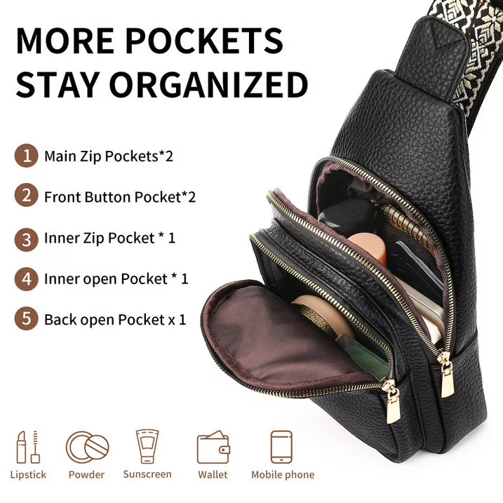 FALAN MULE Crossbody Bags for Women Trendy Leather Sling Chest Bag Fanny Packs for Women