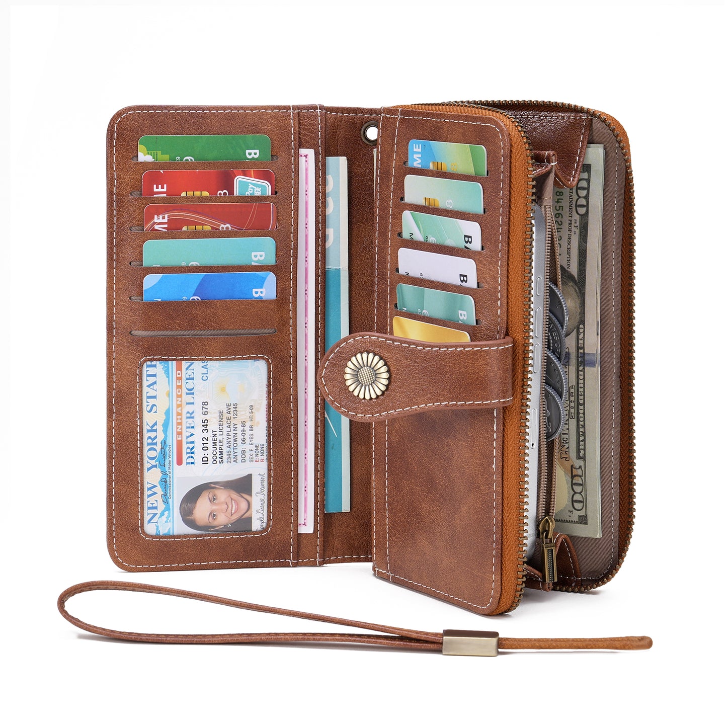 FALAN MULE Womens Wallet RFID Blocking Large Capacity Bifold Leather Credit Card Holder with Zipper Pocket Purse