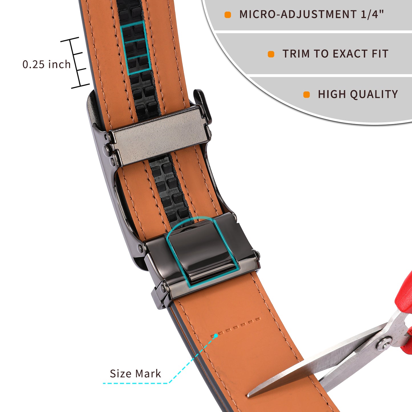 FALAN MULE Mens Belt,Slide Leather Ratchet Belt for Mens Dress Casual,Size Adjustable