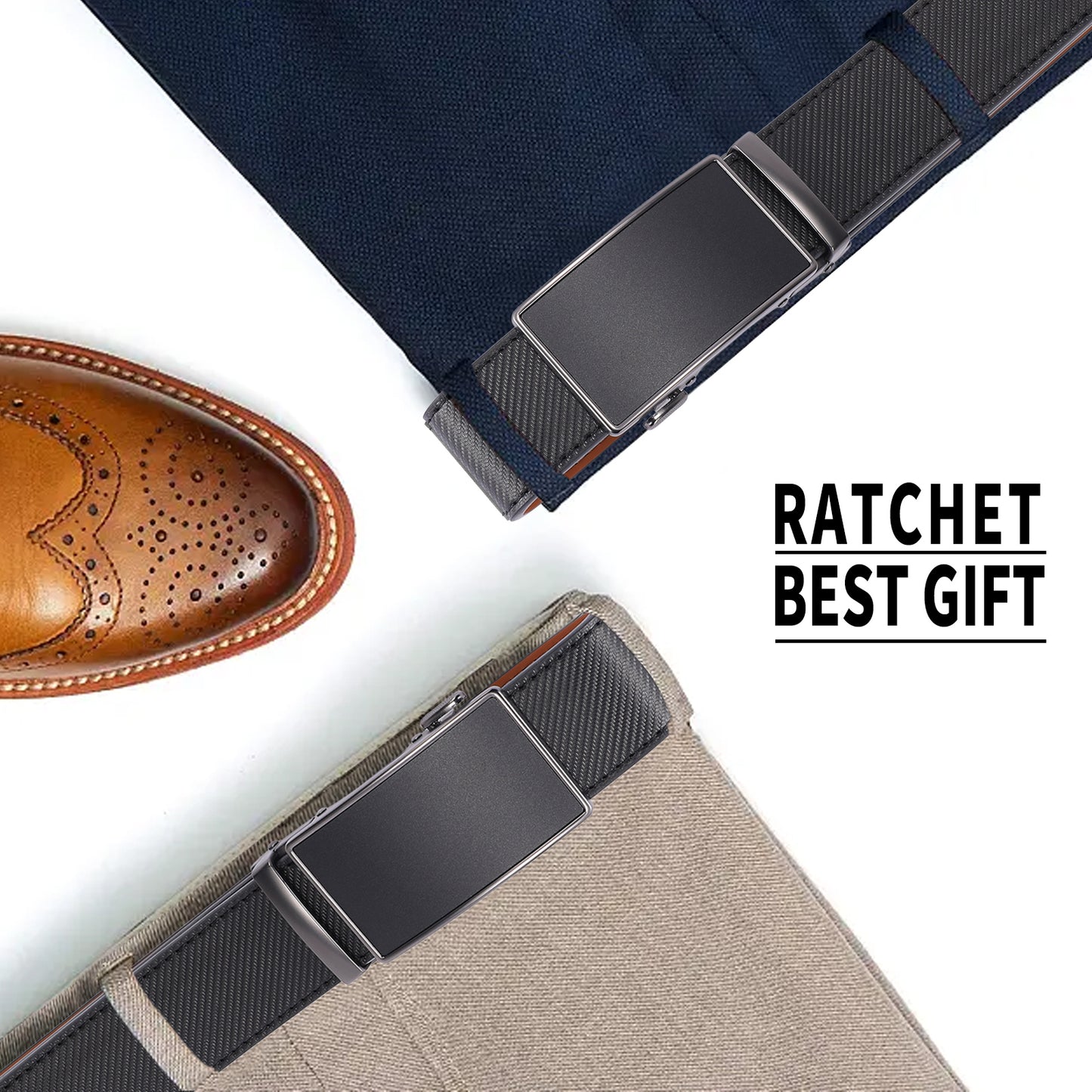 FALAN MULE Mens Belt,Slide Leather Ratchet Belt for Mens Dress Casual,Size Adjustable