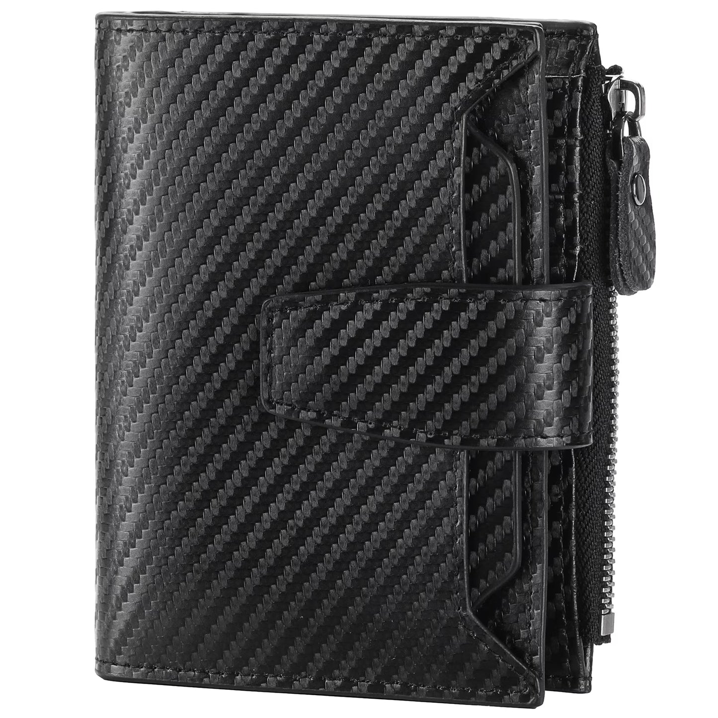 FALAN MULE Men's Wallet Leather RFID Blocking Bifold Zipper Coin Pocket Wallet with 4 ID Window