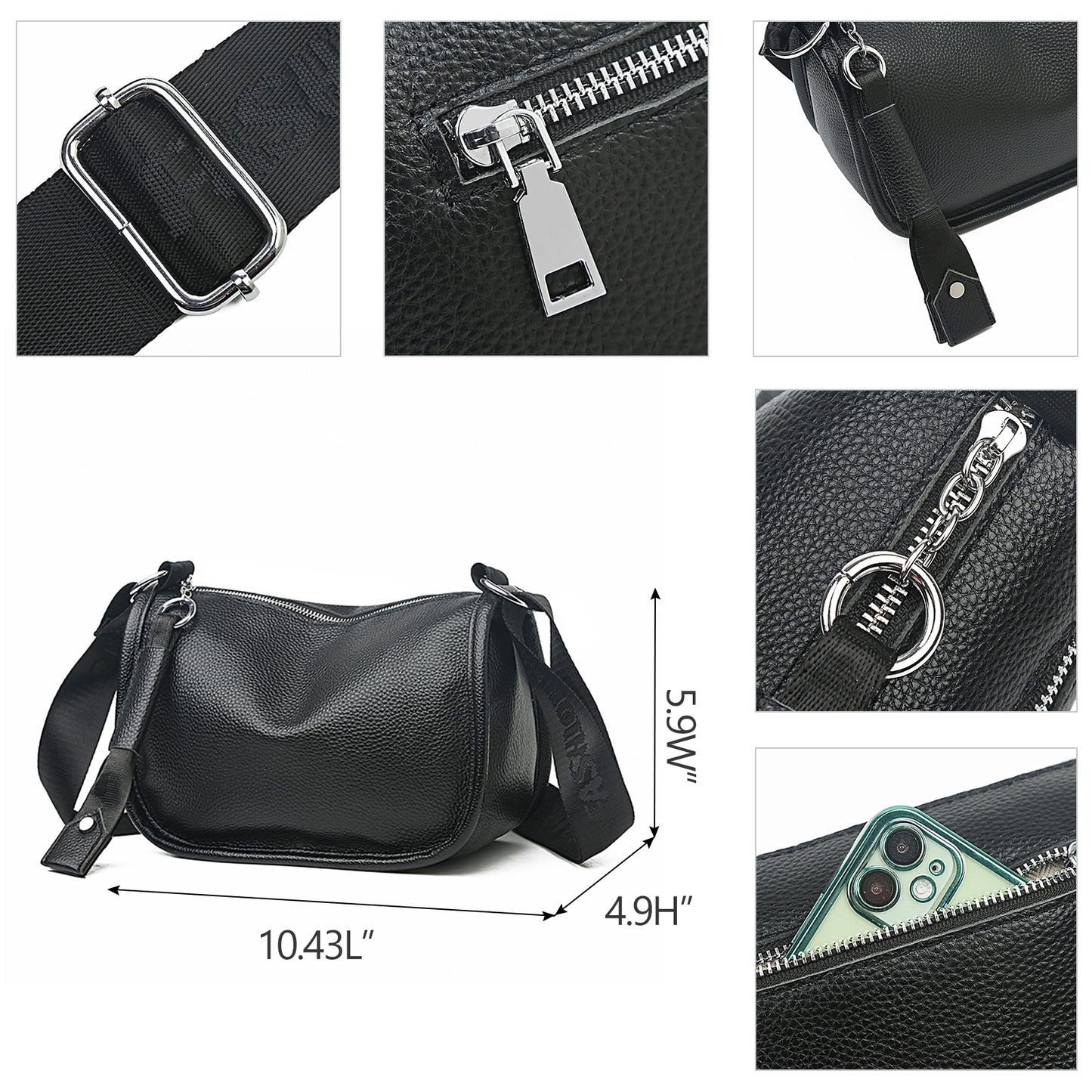 FALAN MULE Small Crossbody Bag for Women Trendy Design Genuine Leather Shoulder Handbags with Adjustable Strap