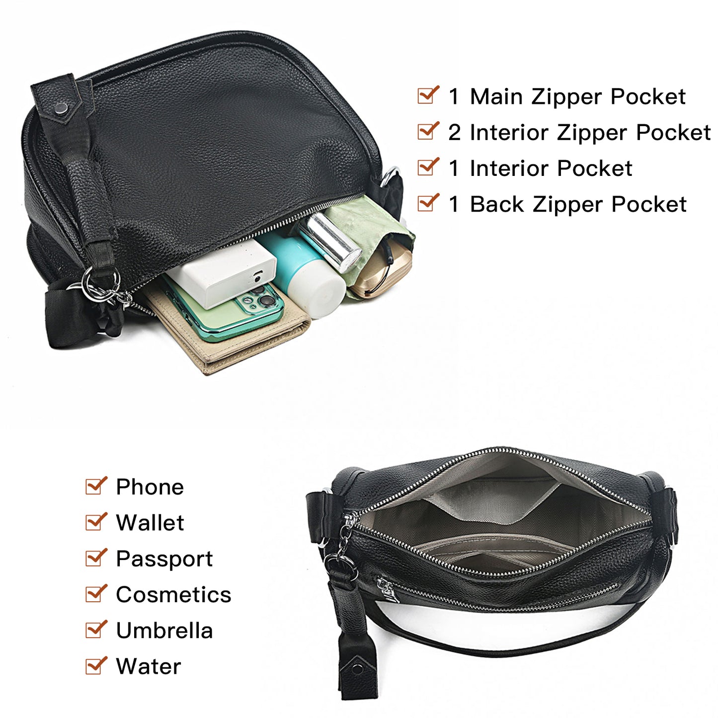 FALAN MULE Small Crossbody Bag for Women Trendy Design Genuine Leather Shoulder Handbags with Adjustable Strap