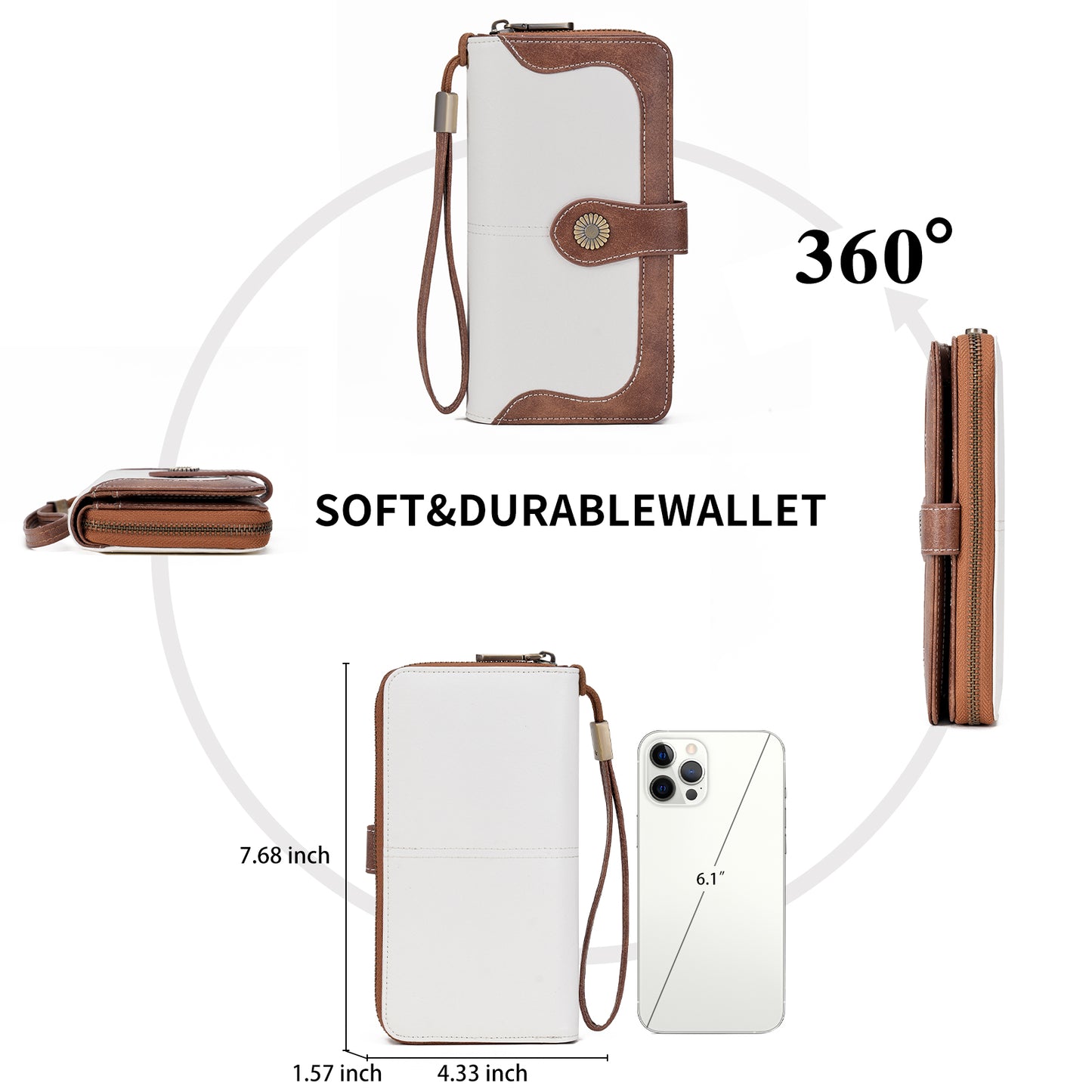 FALAN MULE Womens Wallet RFID Blocking Large Capacity Bifold Leather Credit Card Holder with Zipper Pocket Purse