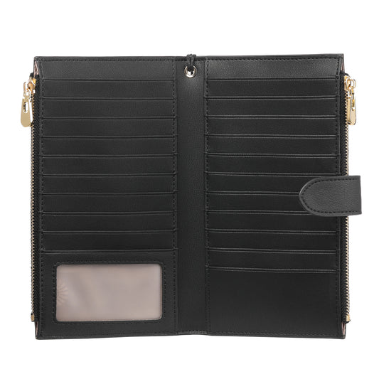 FALAN MULE Wallet Women Multi Card Slim Leather RFID Blocking Credit Card Holder Wallet Purse with Zipper Pocket