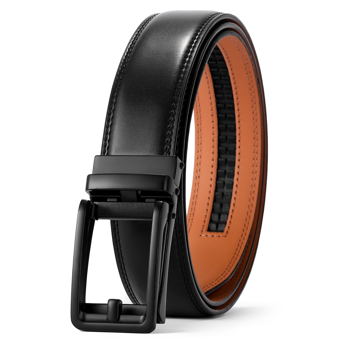 FALAN MULE Mens Belt Leather Ratchet Belt For Men Dress and Casual with Adjustable Buckle, Trim to Fit,Gift Box