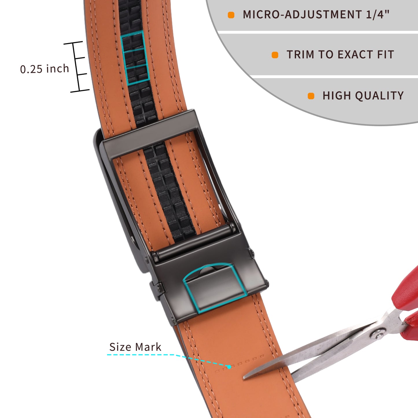 FALAN MULE Mens Belt Leather Ratchet Belt For Men Dress and Casual with Adjustable Buckle, Trim to Fit,Gift Box