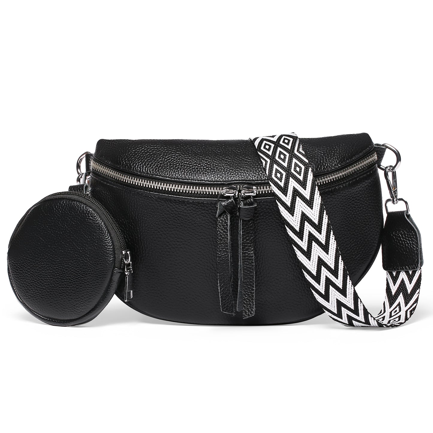 FALAN MULE Crossbody Bag for Women Genuine Leather Trendy Design Fanny Pack with Adjustable Strap