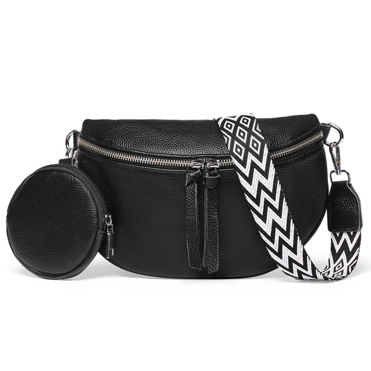 FALAN MULE Crossbody Bag for Women Genuine Leather Trendy Design Fanny Pack with Adjustable Strap