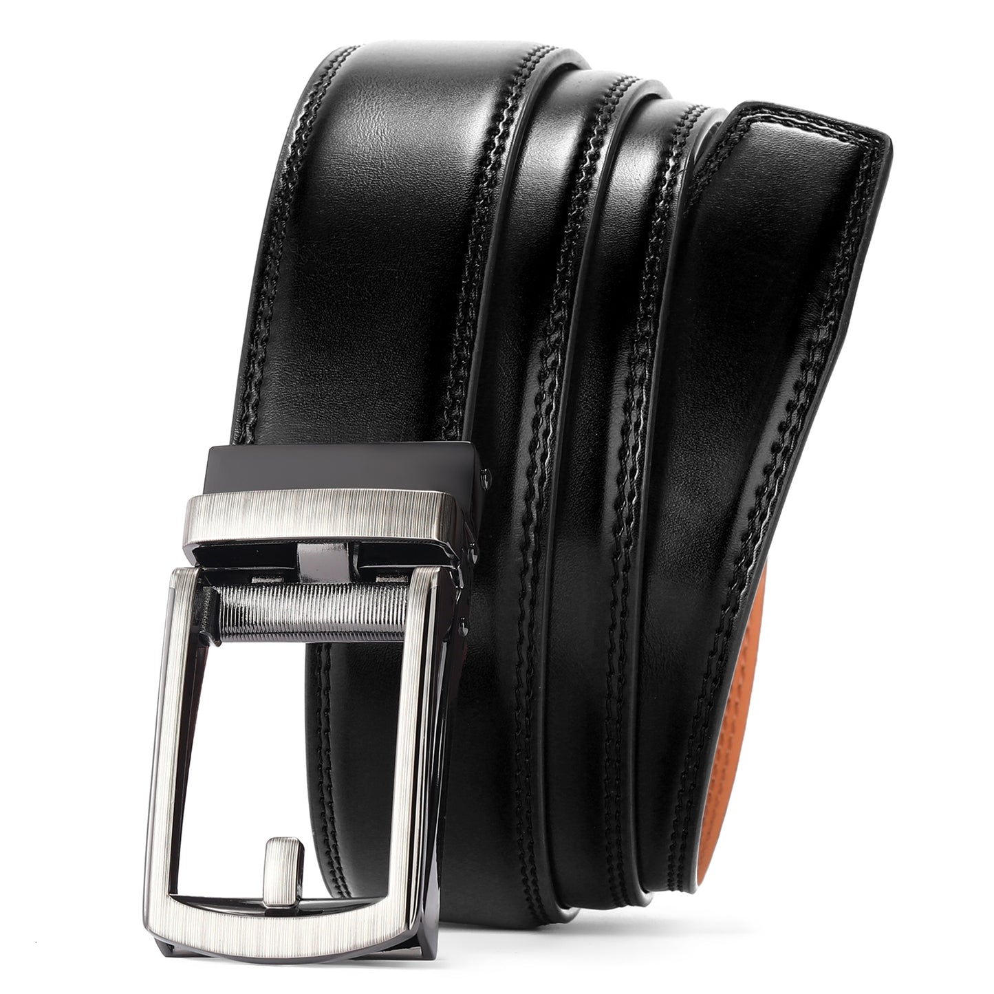 FALAN MULE Mens Belt Leather Ratchet Belt For Men Dress and Casual with Adjustable Buckle, Trim to Fit,Gift Box