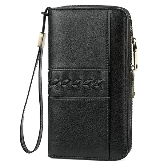 FALAN MULE Wallet for Women RFID Blocking Leather Large Capacity Zip Around Ladies Card Holdr Phone Purse Wristlet