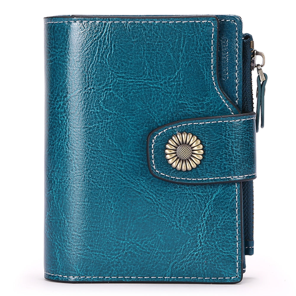 FALAN MULE Small Wallet for Women Genuine Leather Bifold card holder RFID Blocking Coin Purse