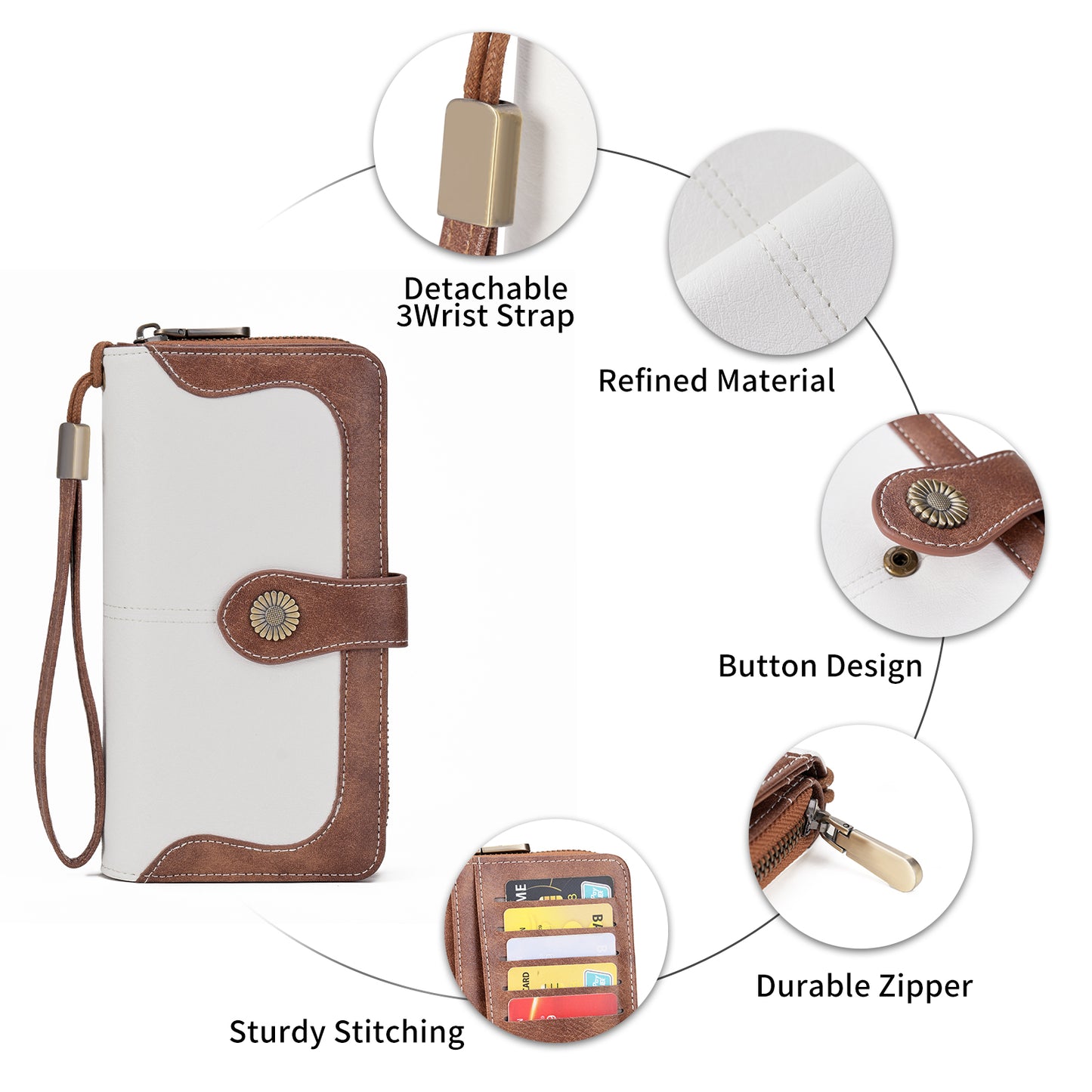 FALAN MULE Womens Wallet RFID Blocking Large Capacity Bifold Leather Credit Card Holder with Zipper Pocket Purse