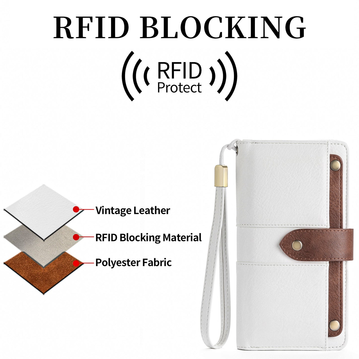 FALAN MULE Women Genuine Leather Wallet Large Capacity Bifold RFID Blocking Card Holder with Zipper Coin Pocket