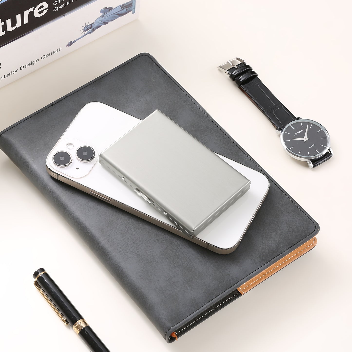 FALAN MULE Wallet for Men Stainless Steel Credit Card Wallet RFID Blocking Metal Case Pocket Business Card Holder for Women and Men