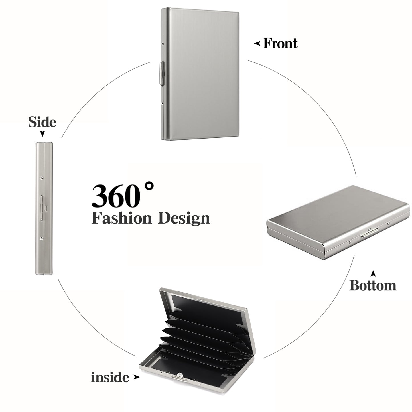 FALAN MULE Wallet for Men Stainless Steel Credit Card Wallet RFID Blocking Metal Case Pocket Business Card Holder for Women and Men