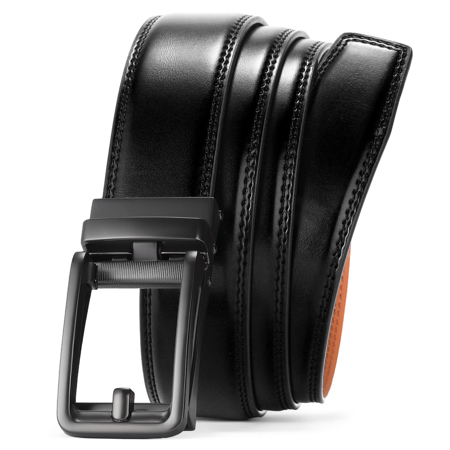 FALAN MULE Mens Belt Leather Ratchet Belt For Men Dress and Casual with Adjustable Buckle, Trim to Fit,Gift Box