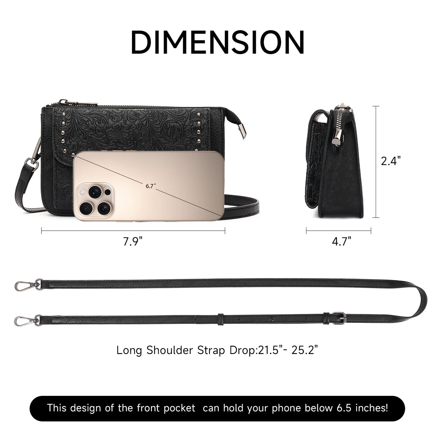 FALAN MULE Small Crossbody Bags for Women Vegan Leather Cell Phone Purse with Adjustable Strap