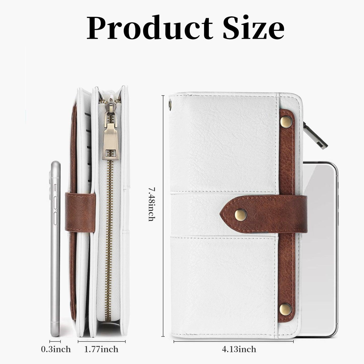 FALAN MULE Women Genuine Leather Wallet Large Capacity Bifold RFID Blocking Card Holder with Zipper Coin Pocket