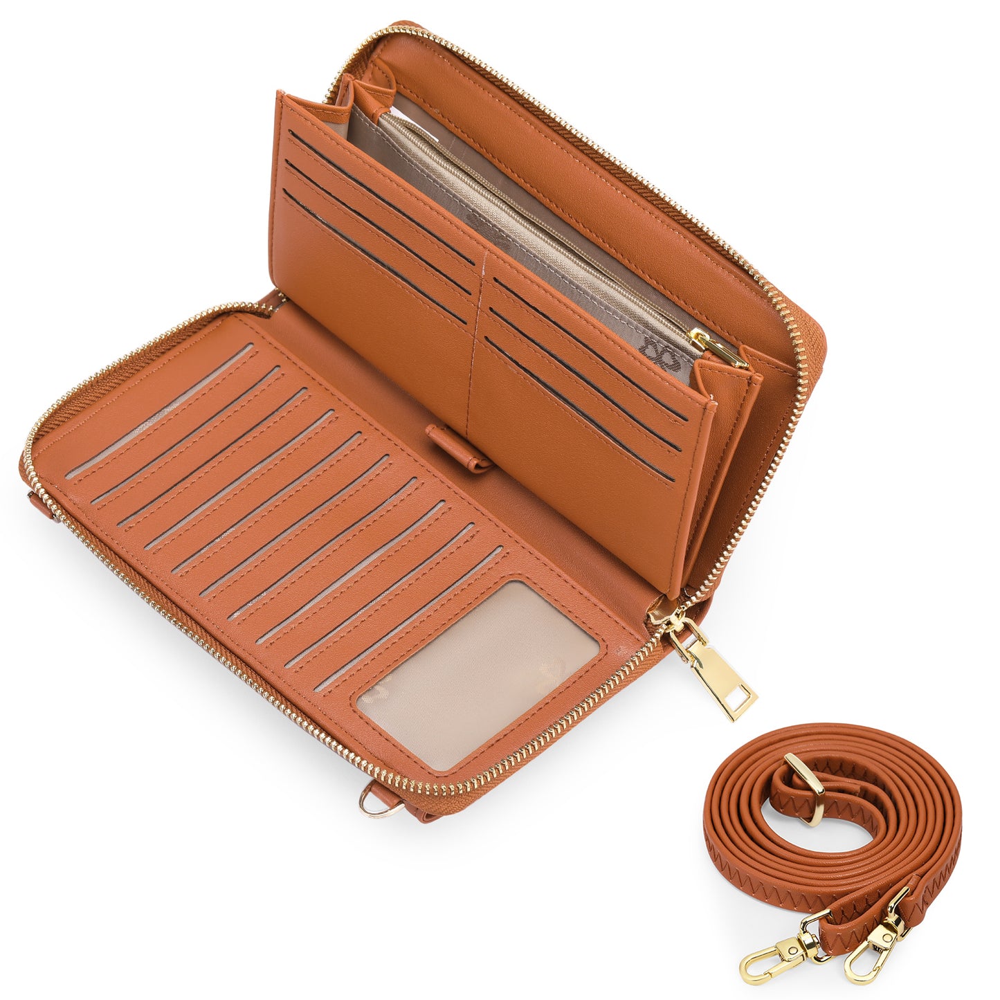 FALAN MULE Wallet for Women Phone Clutch RFID Blocking Vegan Leather Wristlet Purse Large Capacity Long Credit Card Holder with Grip Hand Strap