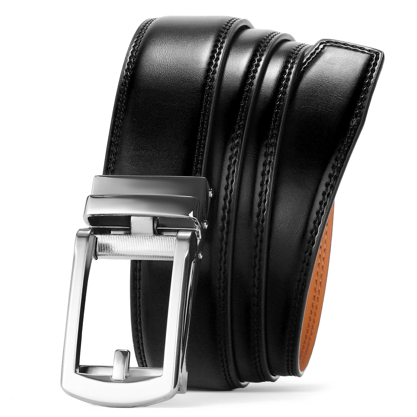FALAN MULE Mens Belt Leather Ratchet Belt For Men Dress and Casual with Adjustable Buckle, Trim to Fit,Gift Box