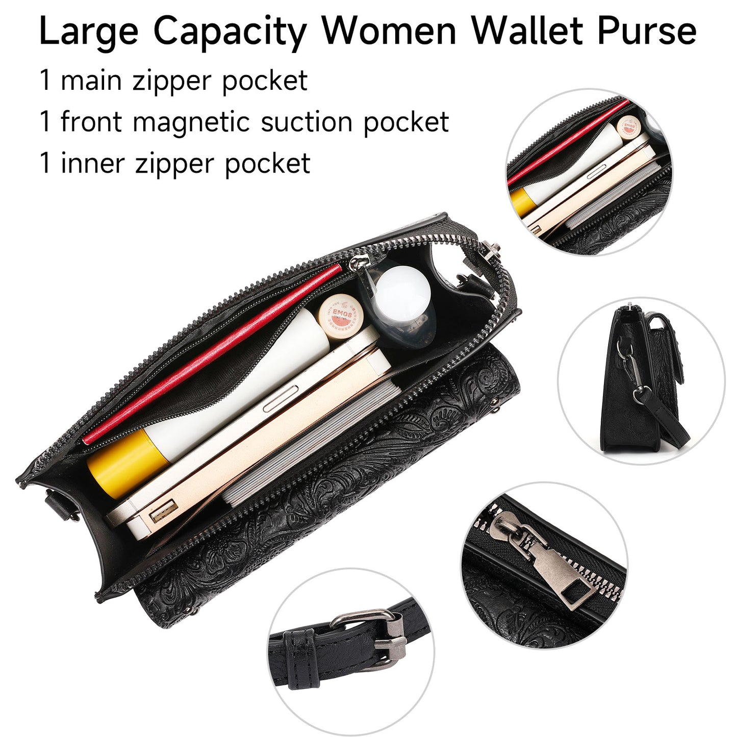 FALAN MULE Small Crossbody Bags for Women Vegan Leather Cell Phone Purse with Adjustable Strap