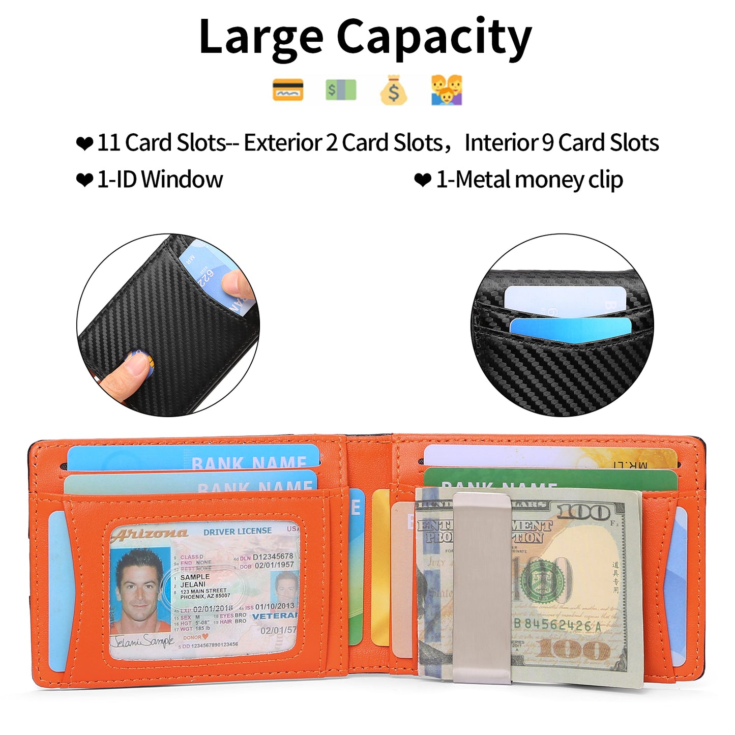 FALAN MULE Wallet for Men Bifold RFID Blocking Front Pockets Wallet Credit Card Holder Minimalist Leather Money Clip Mens Wallet with 12 card Slots