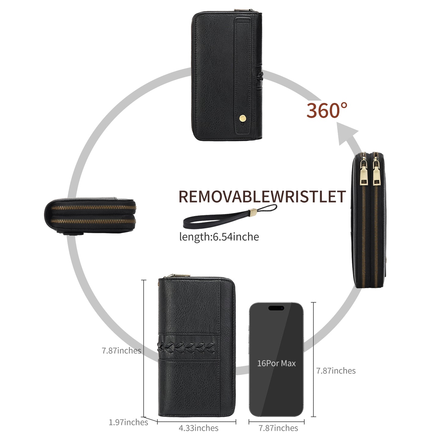 FALAN MULE Wallet for Women RFID Blocking Leather Large Capacity Zip Around Ladies Card Holdr Phone Purse Wristlet