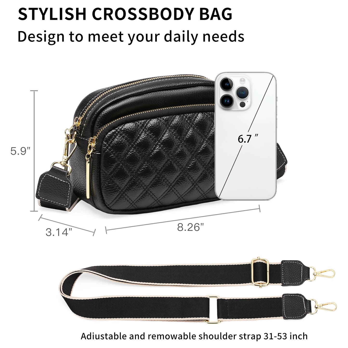 FALAN MULE Small Crossbody Bag for Women Trendy Design Genuine Leather Shoulder Handbags with Adjustable Strap