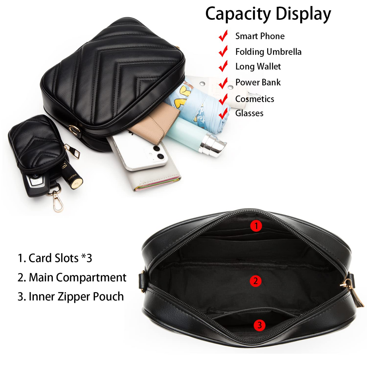 Falan Mule Women Small Crossbody Bag with Coin Purse Pouch Ladies Square Shoulder Handbags