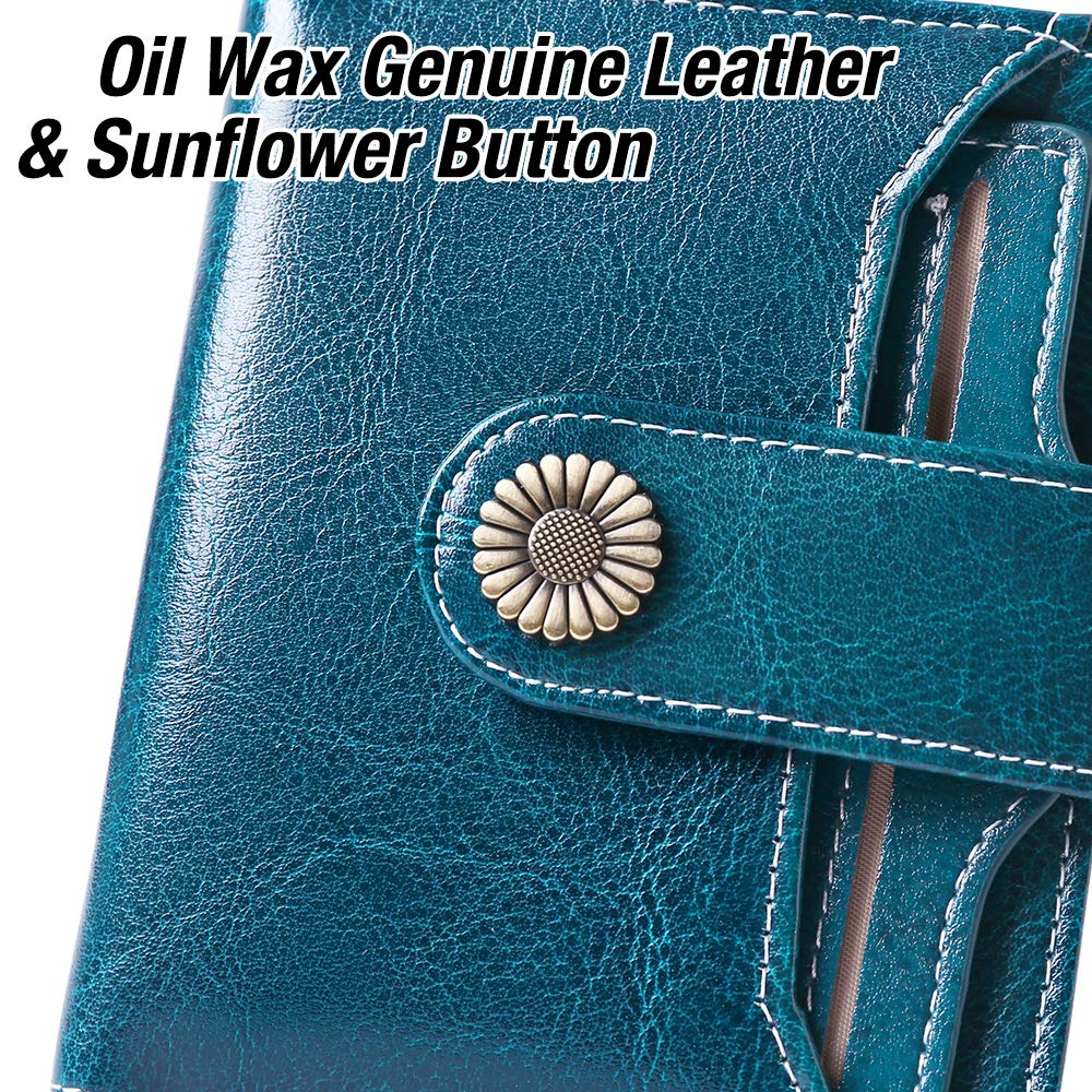 FALAN MULE Small Wallet for Women Leather RFID Blocking Bifold Zipper Pocket Card Holder with ID Window