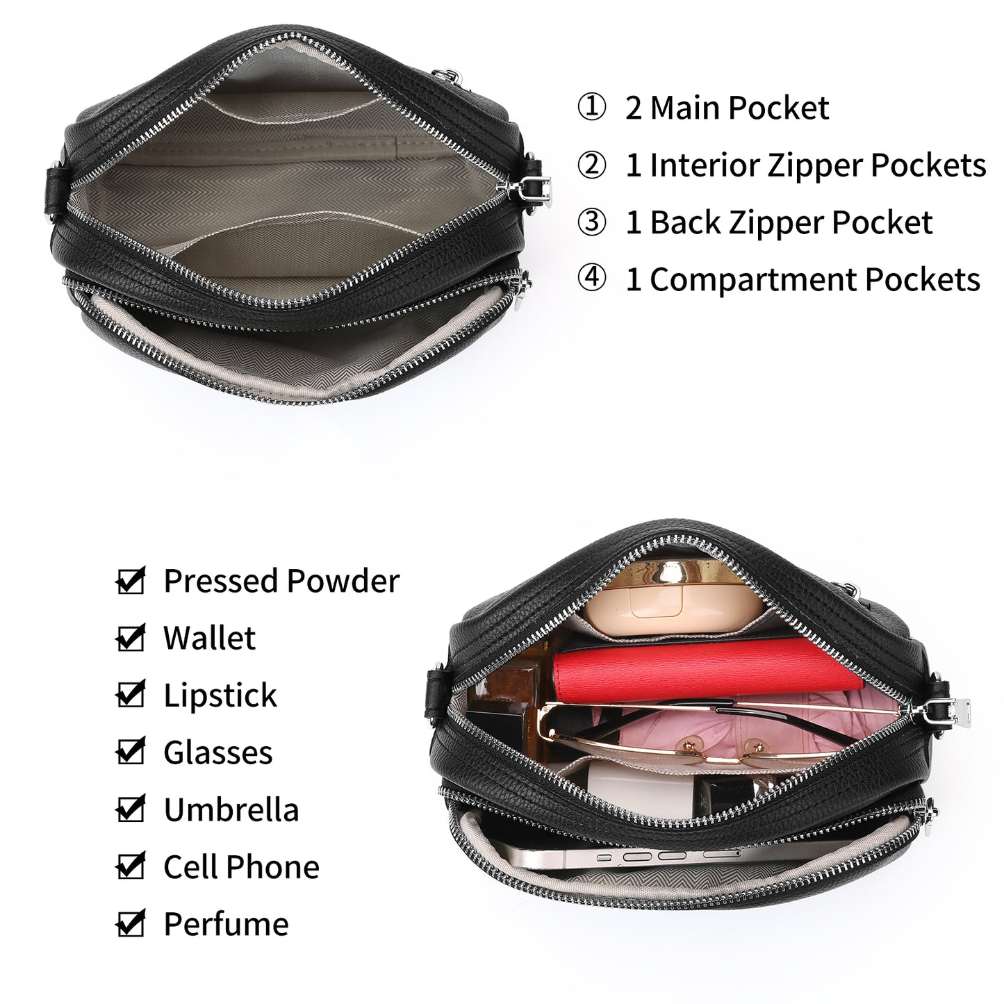 FALAN MULE Small Crossbody Bag for Women Trendy Design Genuine Leather Shoulder Handbags with Adjustable Strap