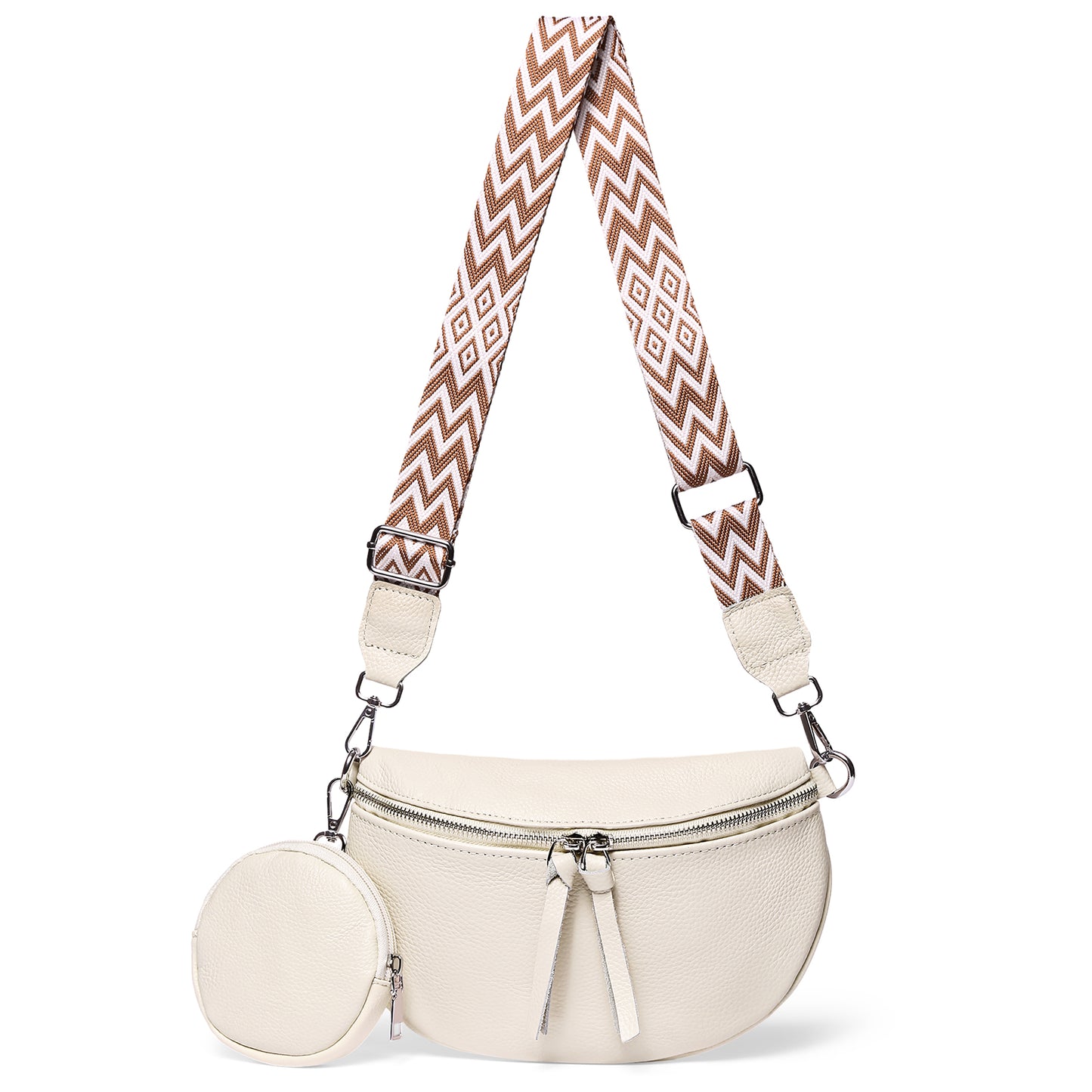 FALAN MULE Crossbody Bag for Women Genuine Leather Trendy Design Fanny Pack with Adjustable Strap