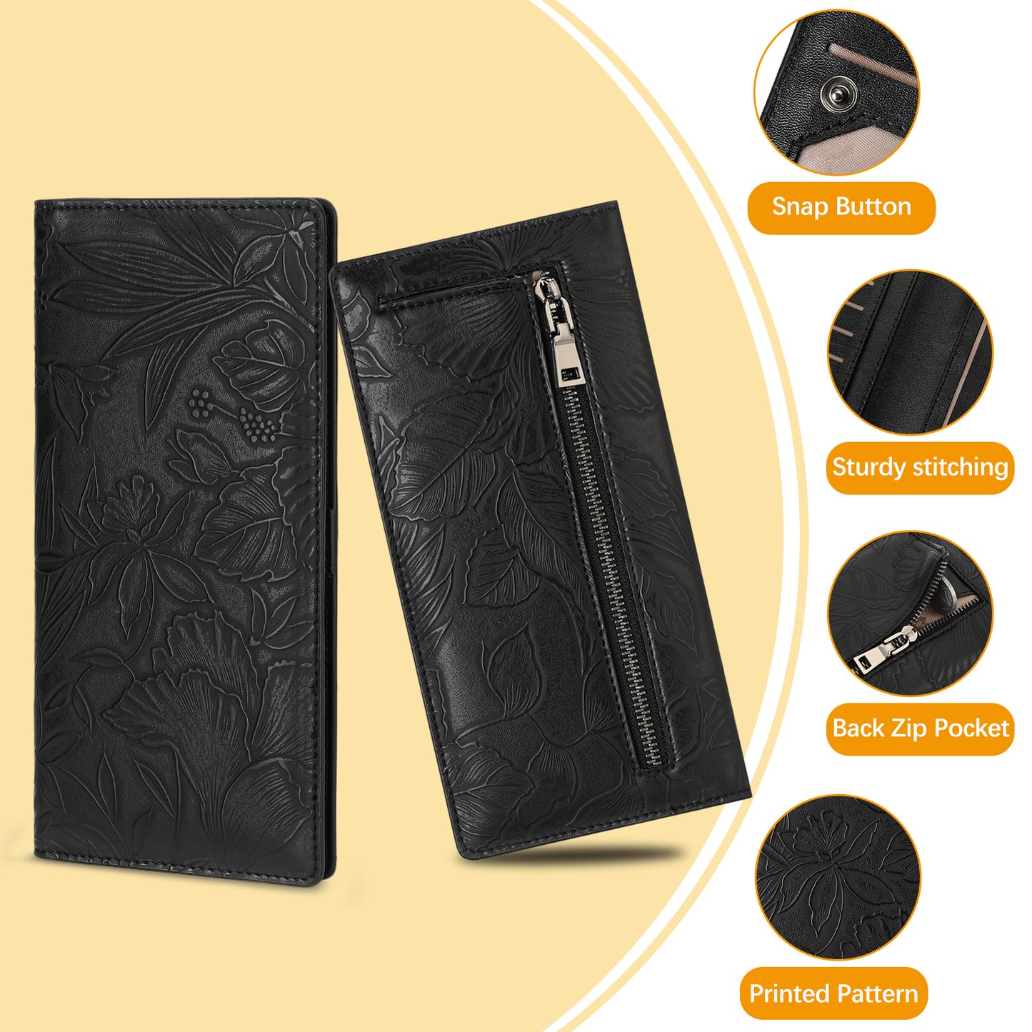 FALAN MULE Ultra Slim Thin Wallet for Women Bifold Leather RFID Blocking Designer Credit Card Holder