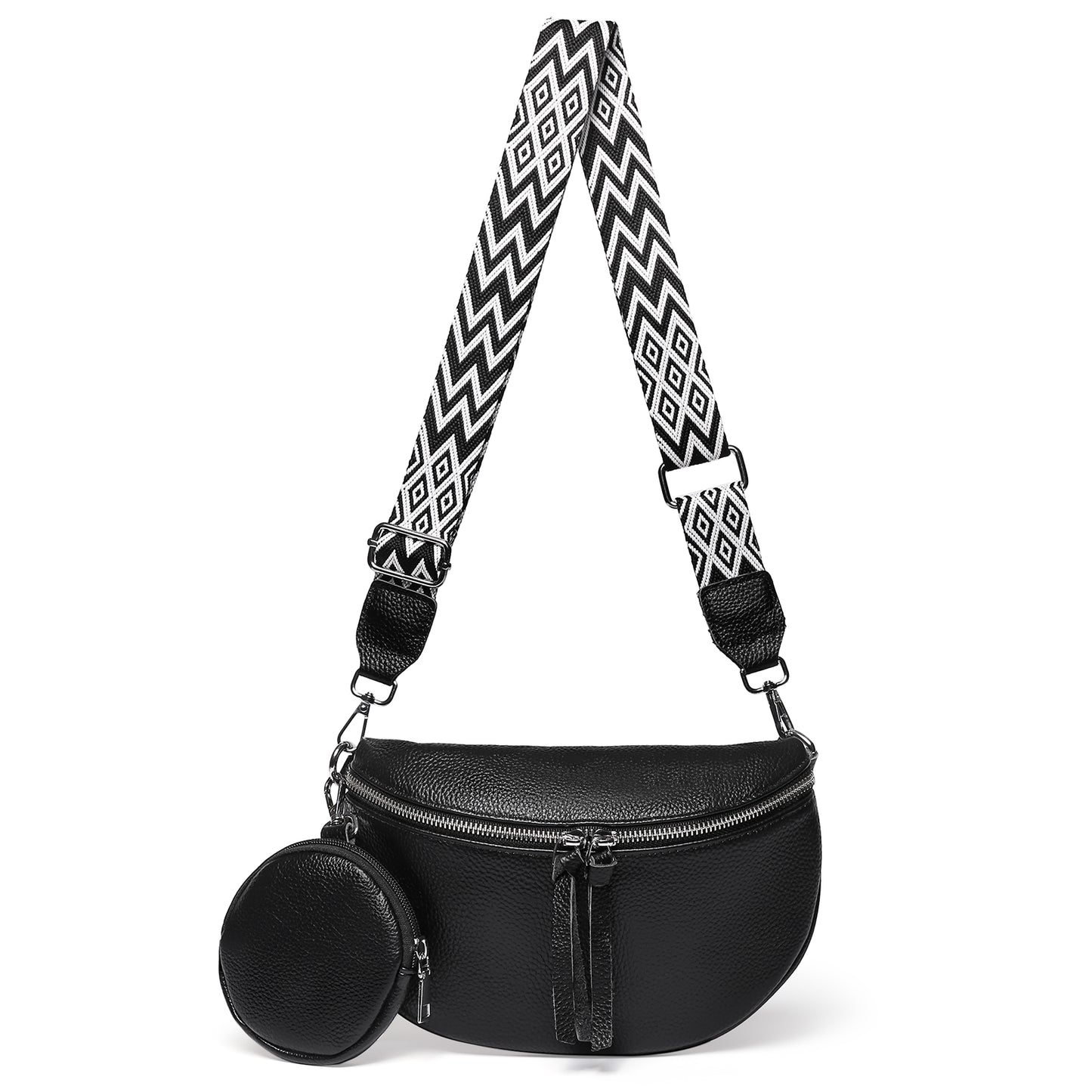 FALAN MULE Crossbody Bag for Women Genuine Leather Trendy Design Fanny Pack with Adjustable Strap