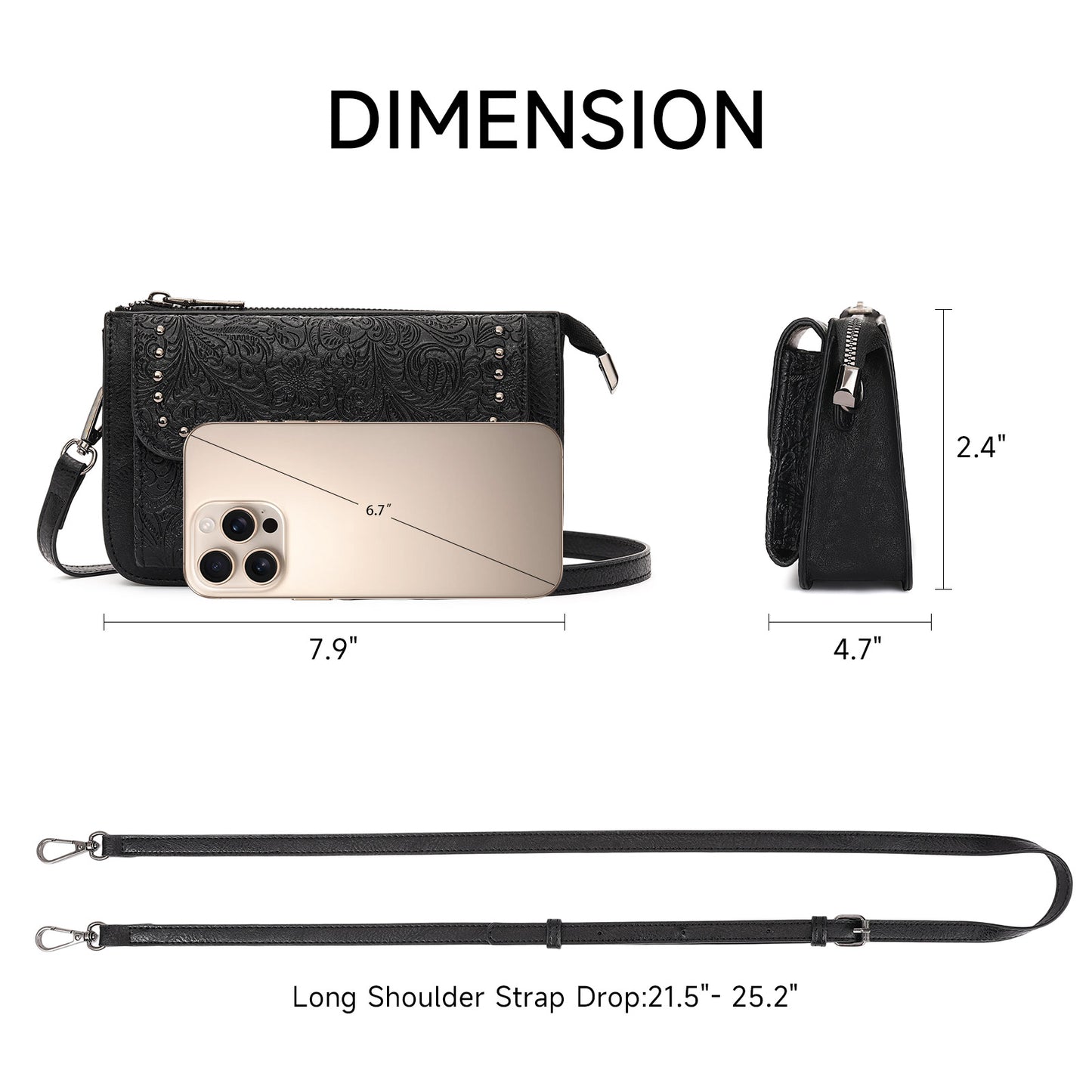 FALAN MULE Small Crossbody Bags for Women Vegan Leather Cell Phone Purse with Adjustable Strap