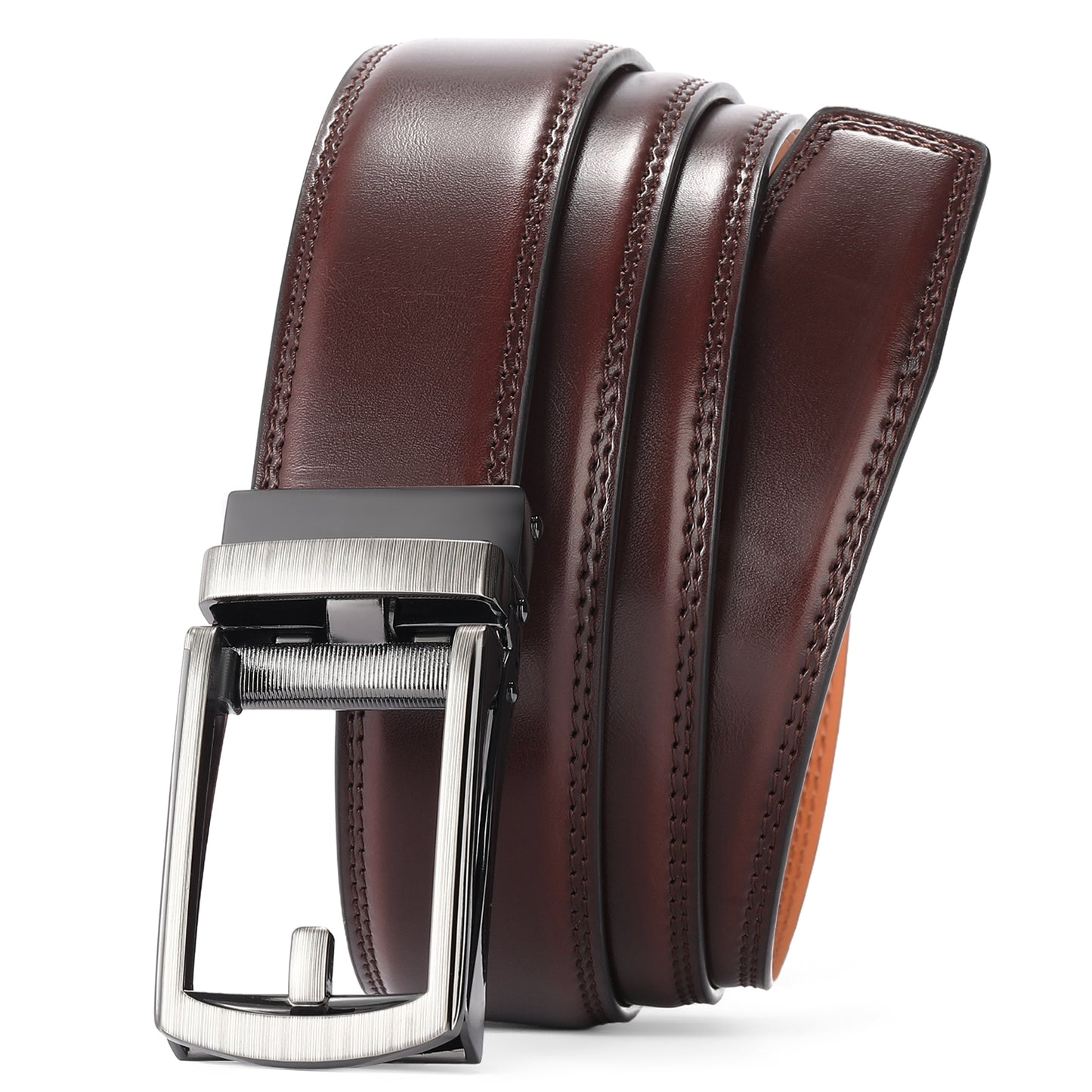 FALAN MULE Mens Belt Leather Ratchet Belt For Men Dress and Casual with Adjustable Buckle, Trim to Fit,Gift Box