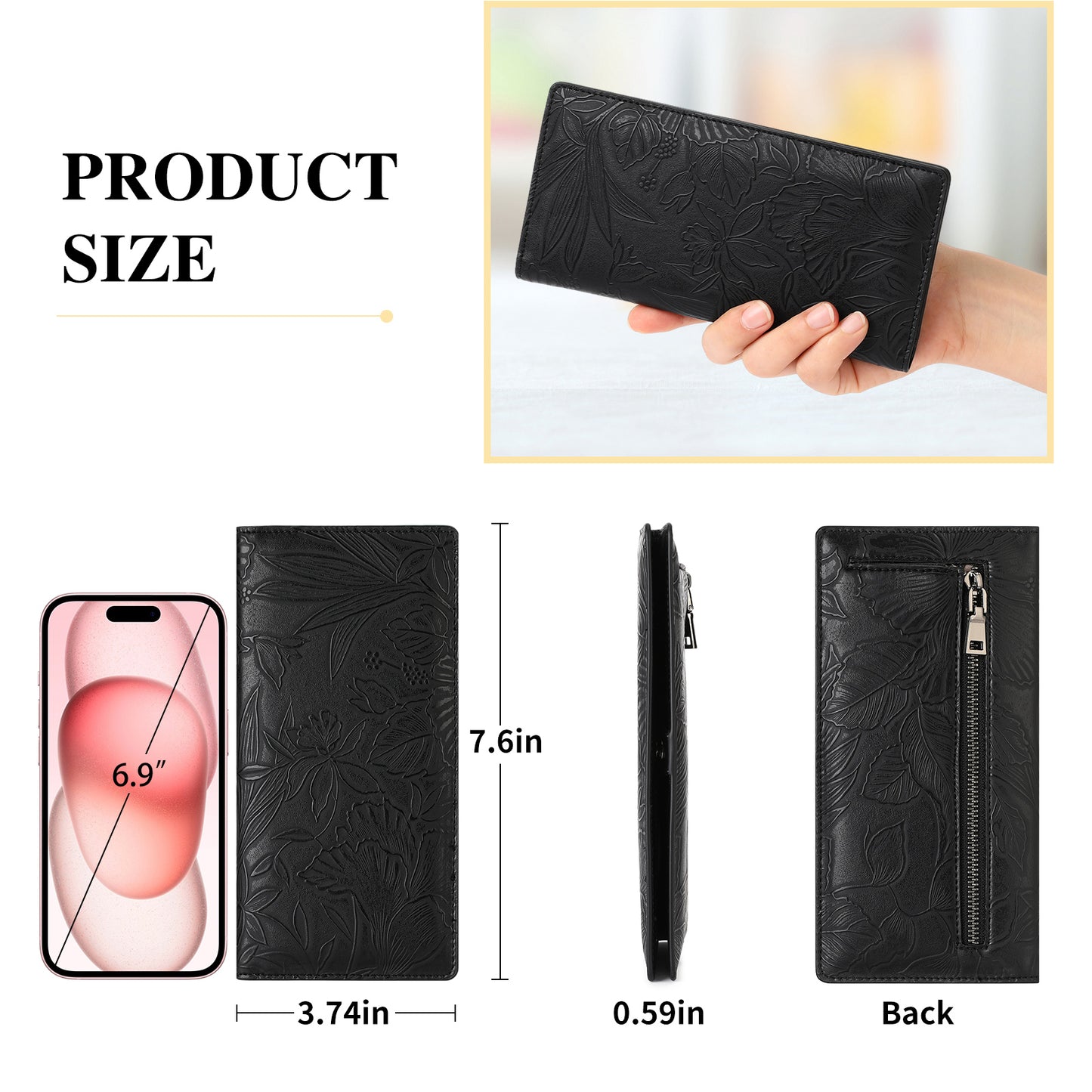 FALAN MULE Ultra Slim Thin Wallet for Women Bifold Leather RFID Blocking Designer Credit Card Holder