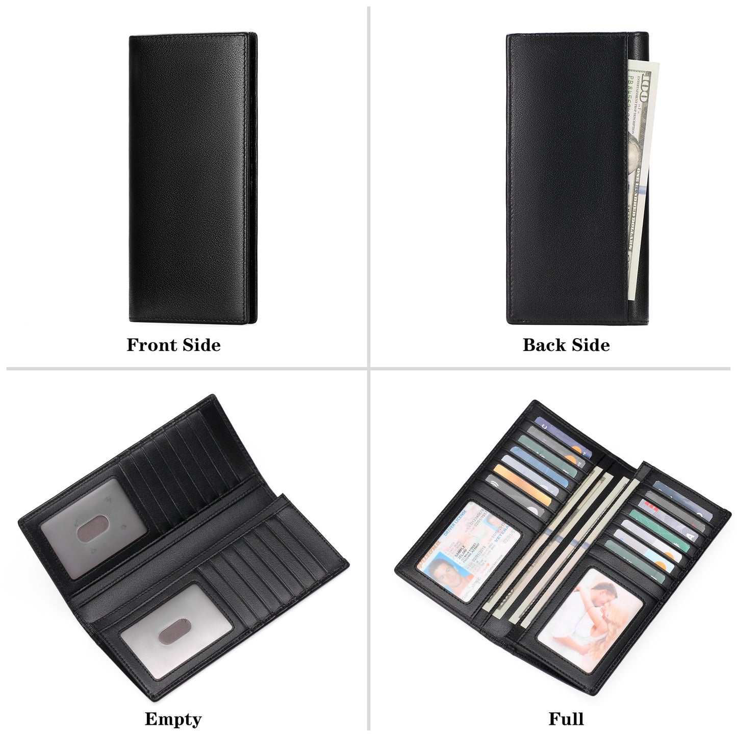 FALAN MULE Wallet for Men Genuine Leather RFID Blocking Slim Wallet with Long Bifold Credit Card Holder for Men