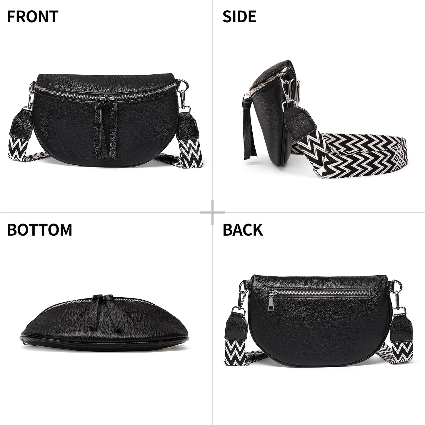 FALAN MULE Crossbody Bag for Women Genuine Leather Trendy Design Fanny Pack with Adjustable Strap
