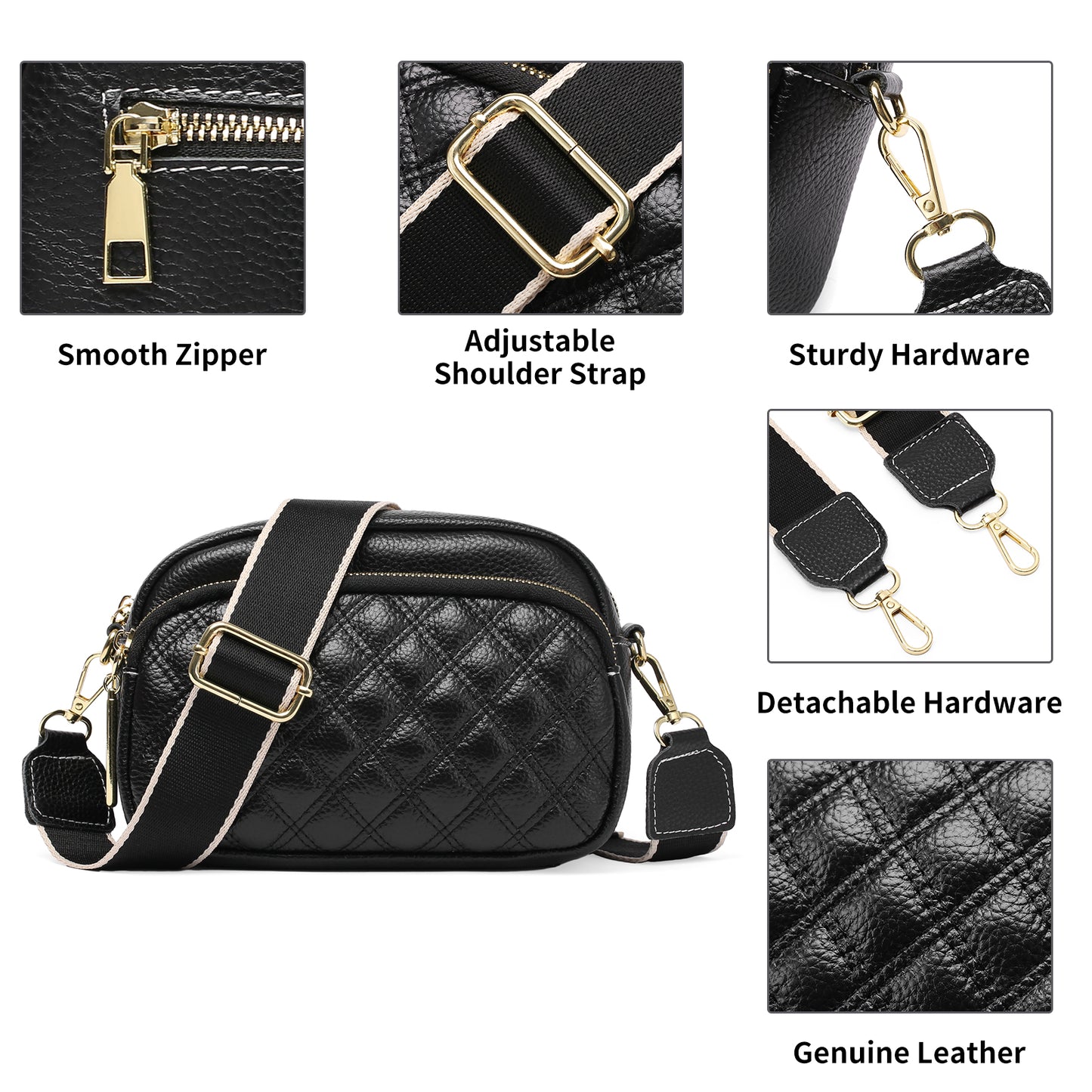 FALAN MULE Small Crossbody Bag for Women Trendy Design Genuine Leather Shoulder Handbags with Adjustable Strap