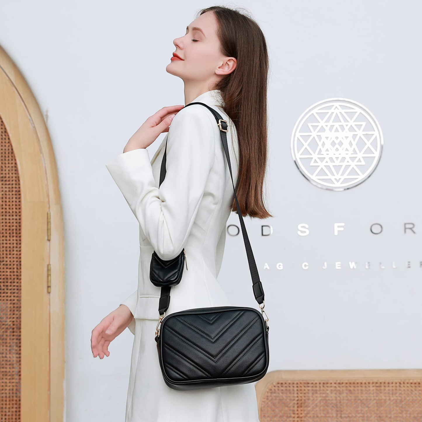 Falan Mule Women Small Crossbody Bag with Coin Purse Pouch Ladies Square Shoulder Handbags