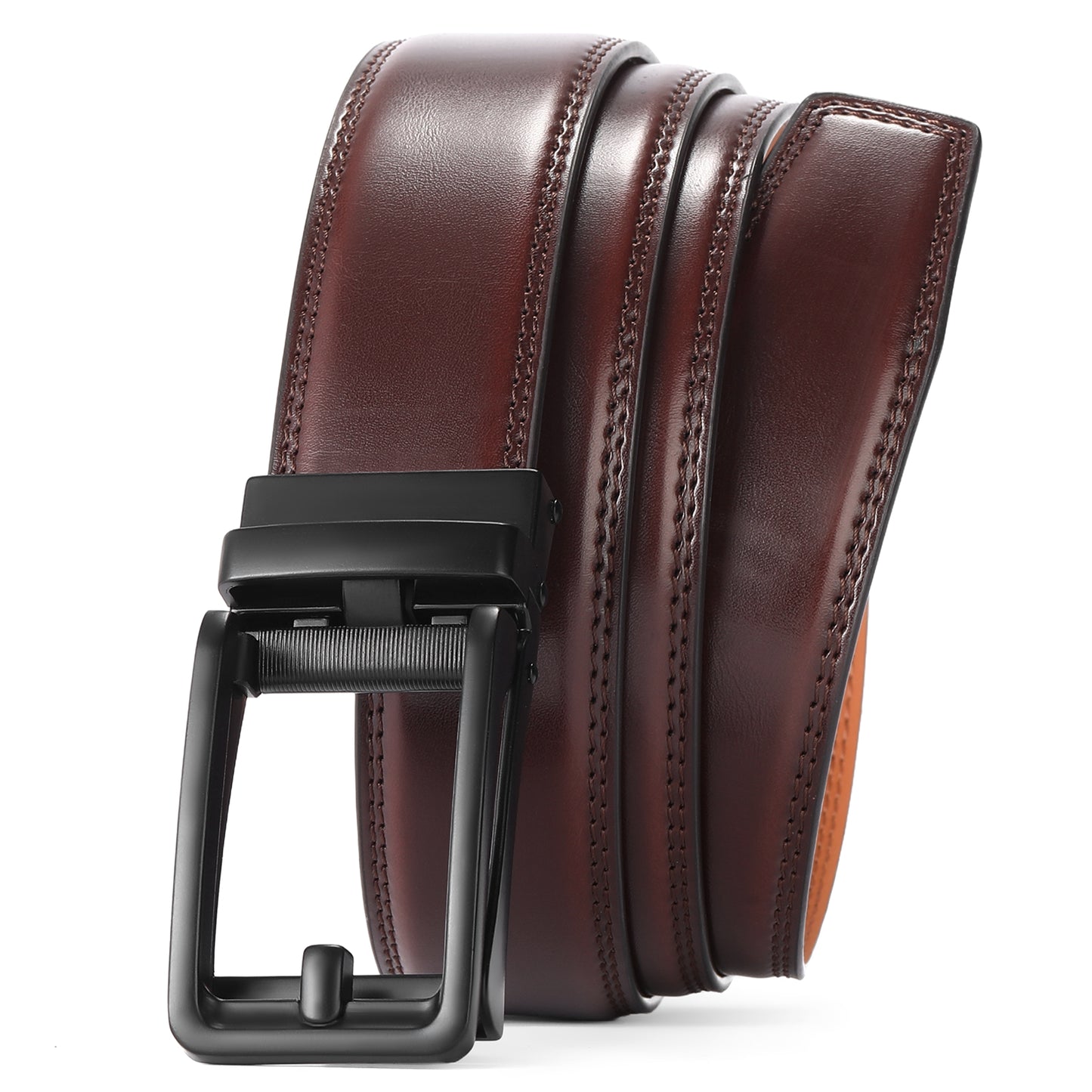 FALAN MULE Mens Belt Leather Ratchet Belt For Men Dress and Casual with Adjustable Buckle, Trim to Fit,Gift Box