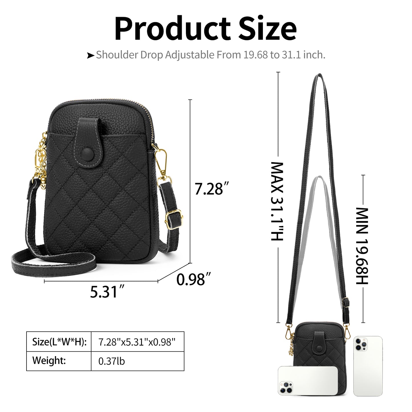 FALAN MULE Small Crossbody Bags for Women Trendy,Genuine Leather Cell Phone Bag Wallet Purses with Adjustable Strap
